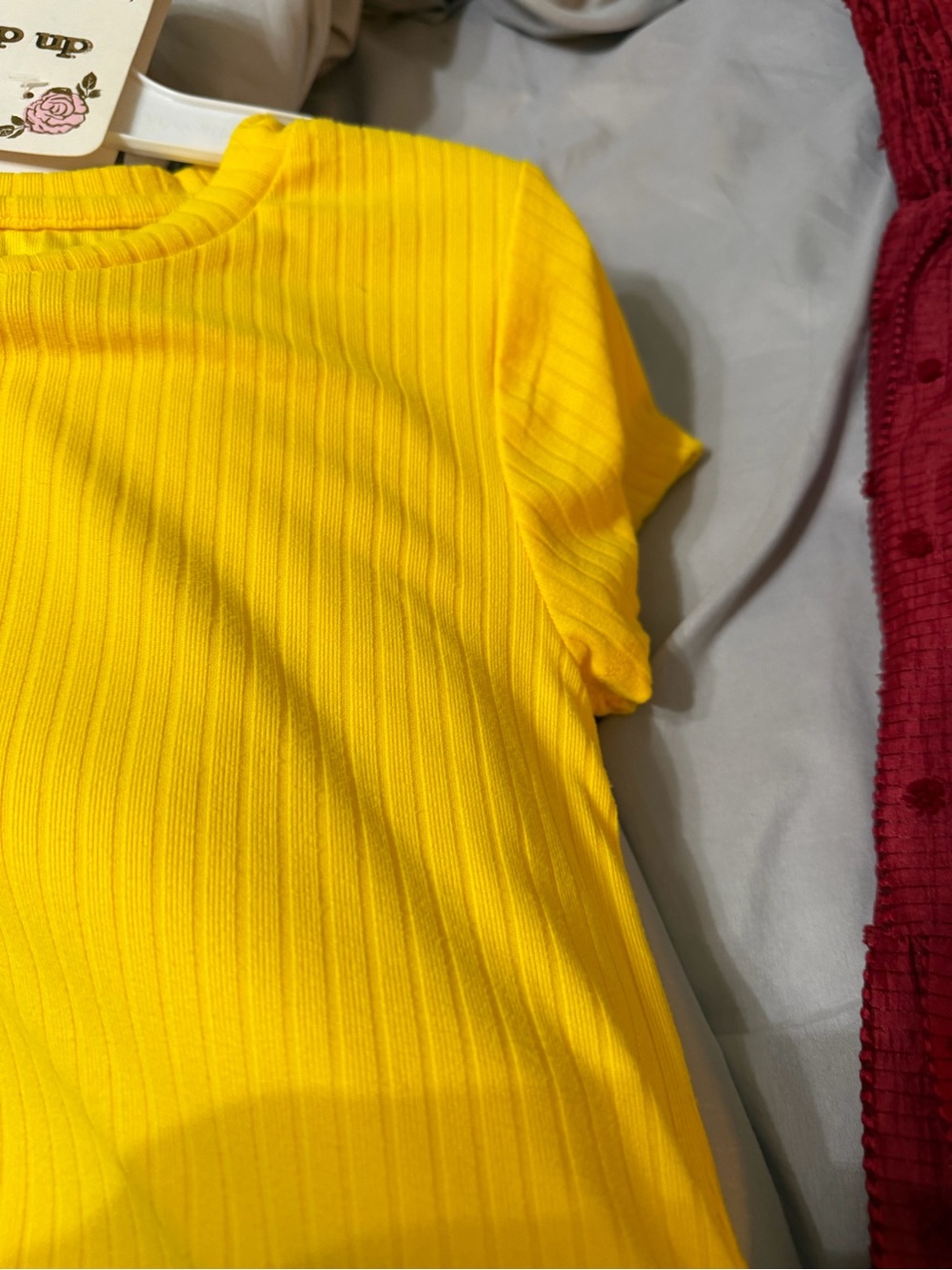 One Step Ahead Bright Yellow Ribbed Short Sleeve Dress
